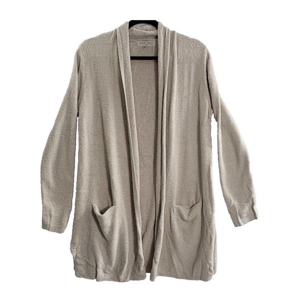 BAREFOOT DREAMS Women Bamboo Chic Lite Long Line Open Front Cardigan Sz S/M Tan